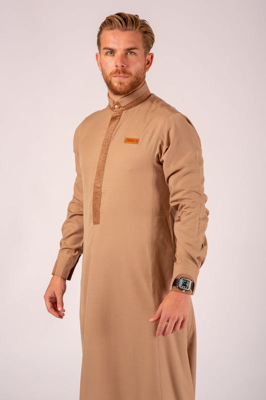 Golden Mirage Thobe – Exquisite Designer Islamic Wear from London