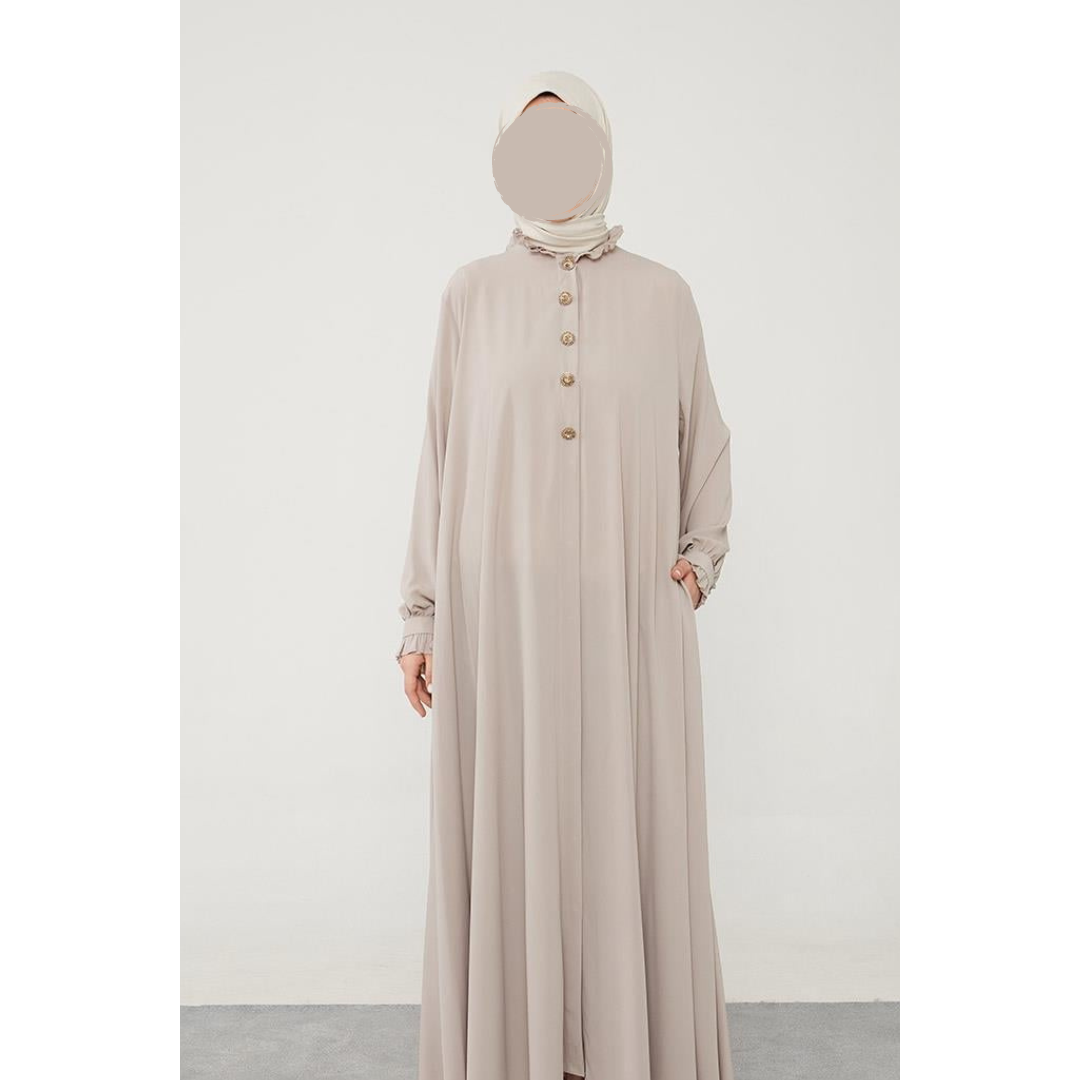 Modest Abaya with Frill Collar - Elegant Islamic Clothing for Women