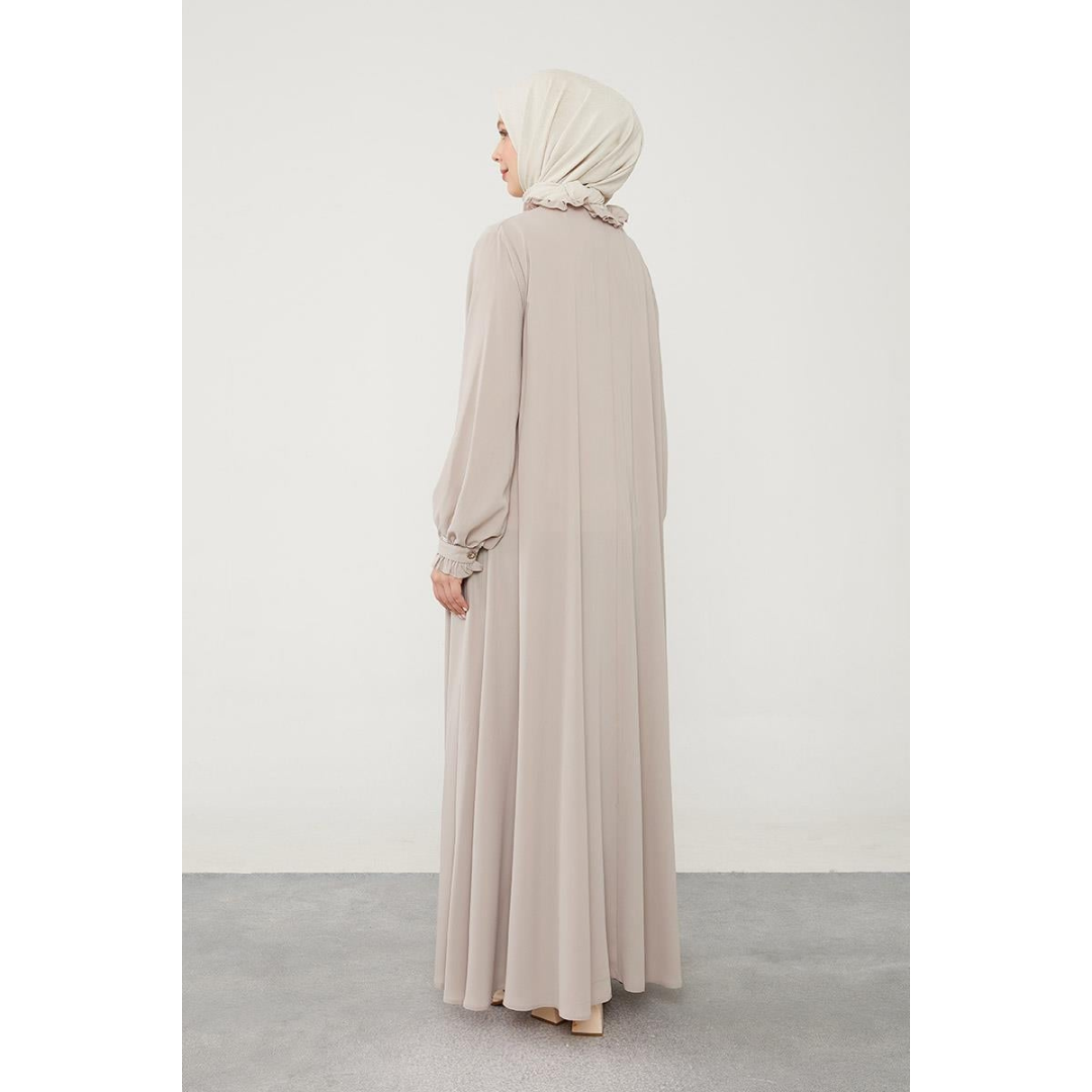 Modest Abaya with Frill Collar - Elegant Islamic Clothing for Women