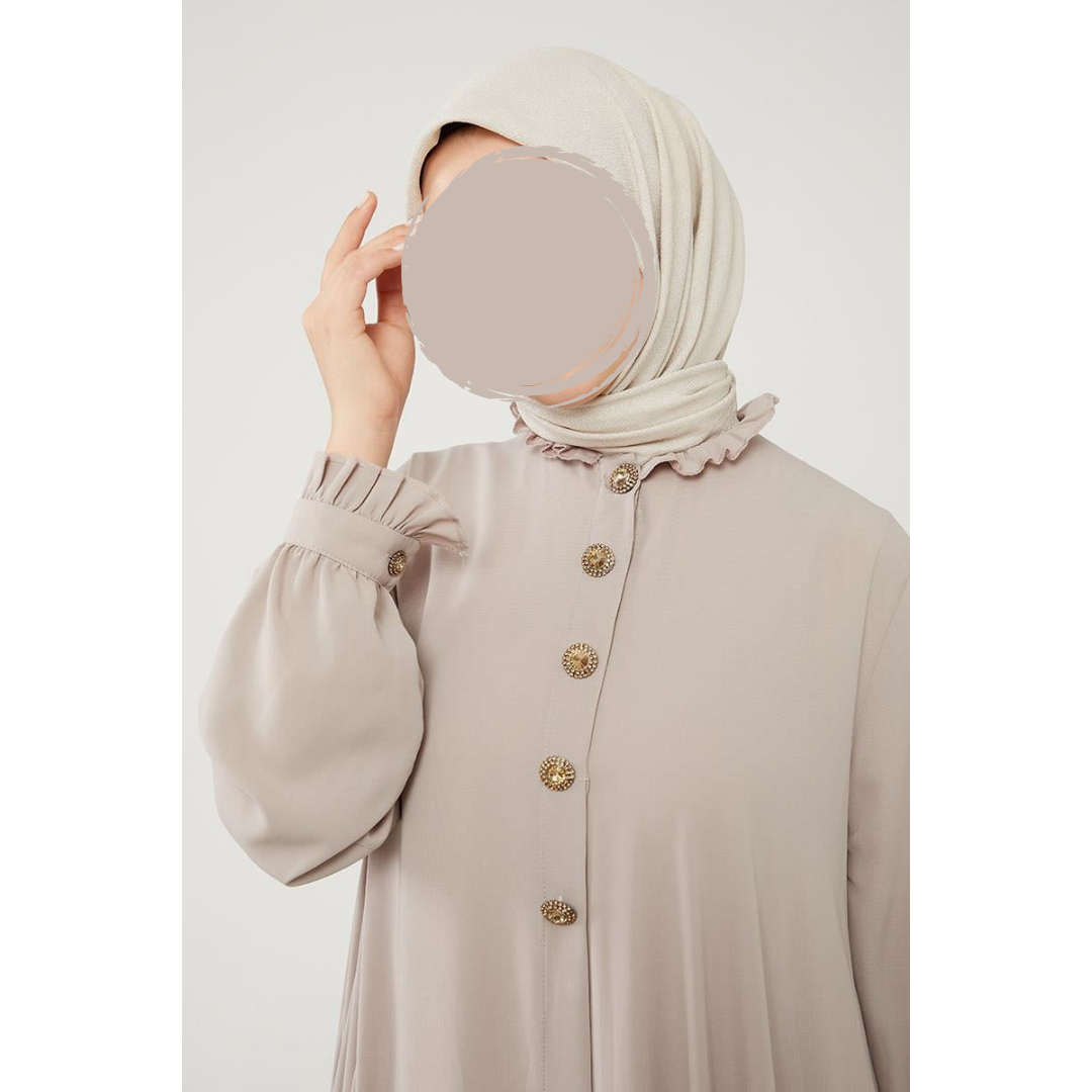 Modest Abaya with Frill Collar - Elegant Islamic Clothing for Women