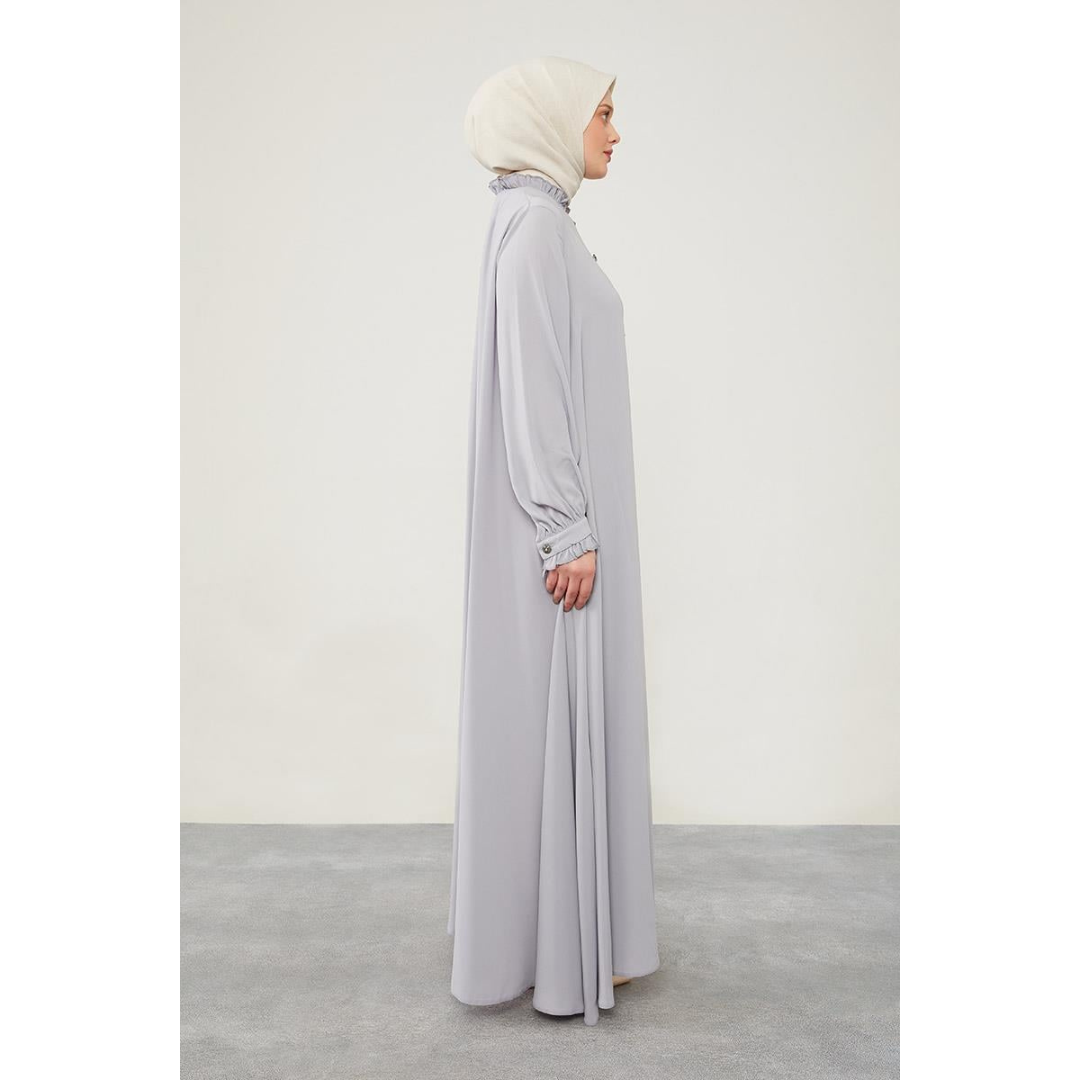 Modest Abaya with Frill Collar - Elegant Islamic Clothing for Women