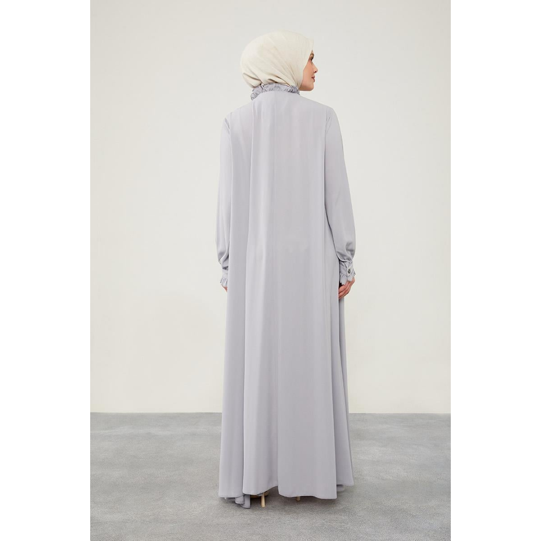 Modest Abaya with Frill Collar - Elegant Islamic Clothing for Women