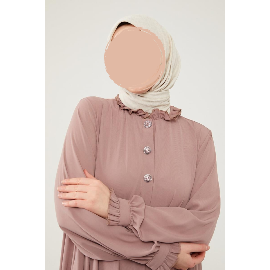 Modest Abaya with Frill Collar - Elegant Islamic Clothing for Women