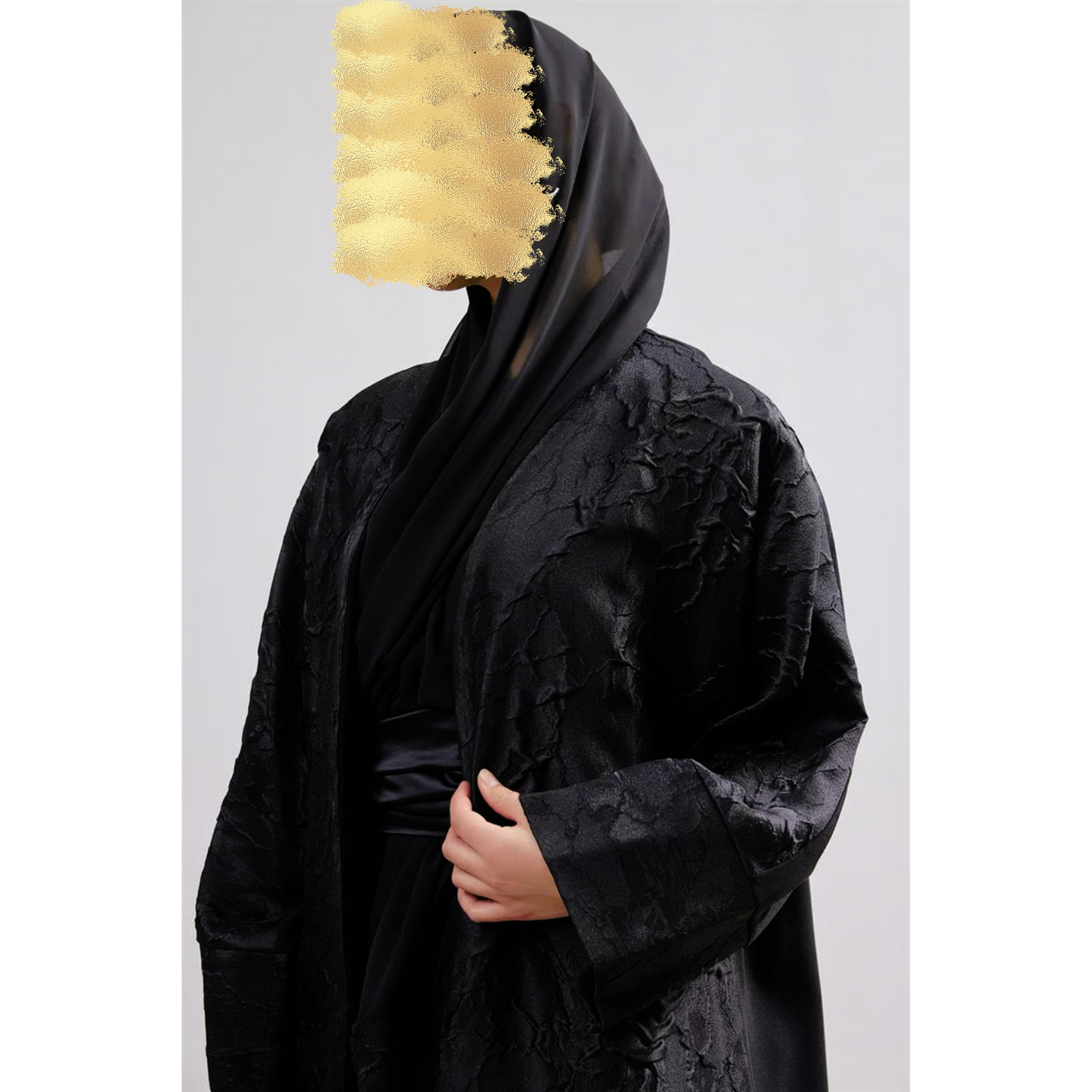 Textured Black Abaya