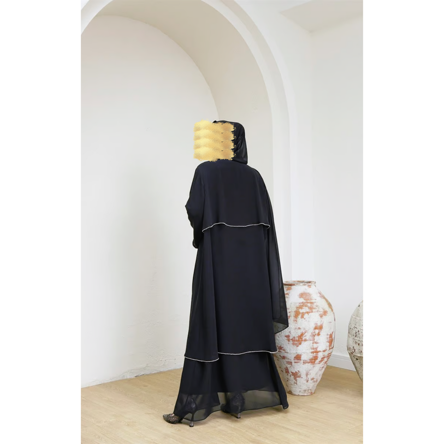 Double Chiffon Abaya Black