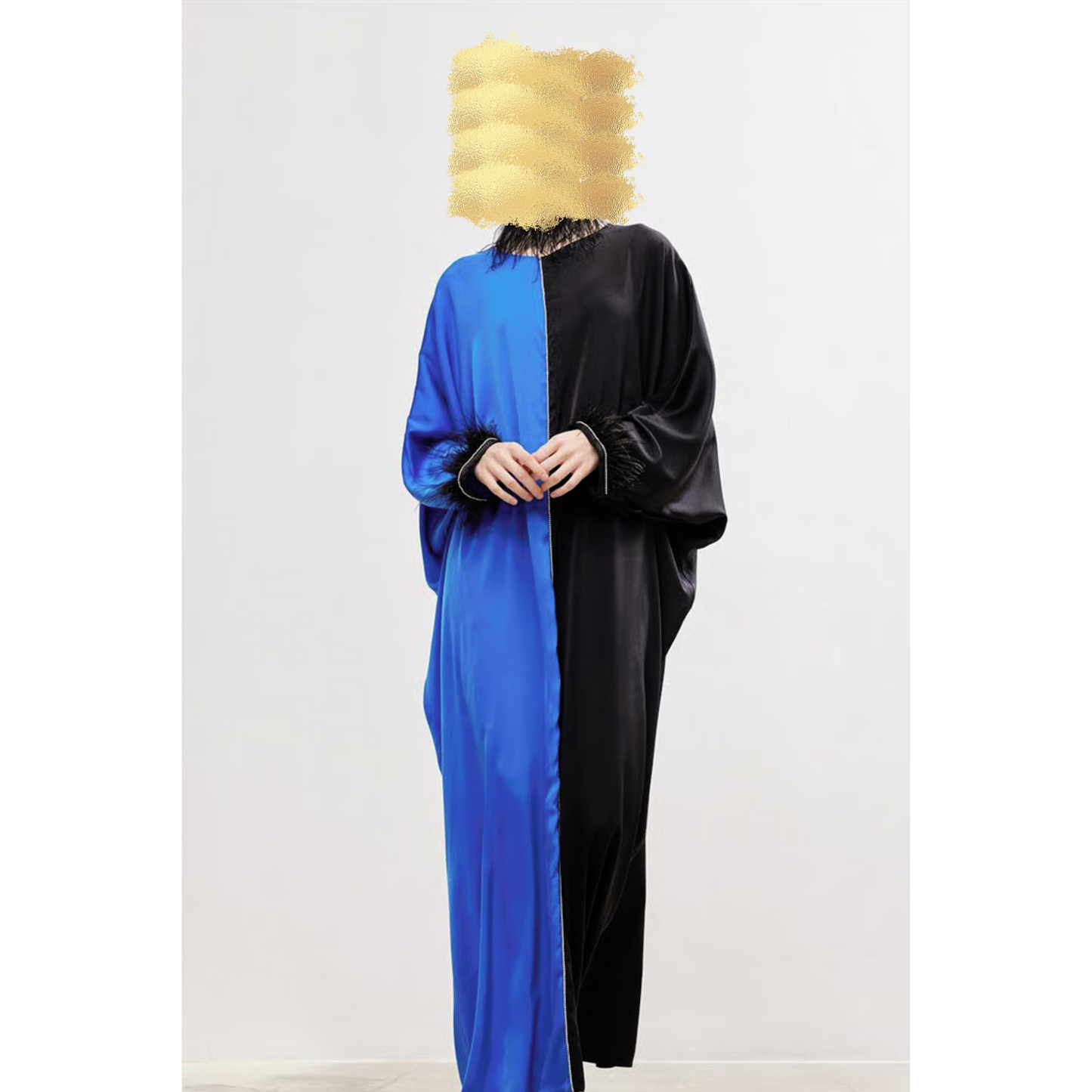 Silk Touch Black and Blue Kaftan