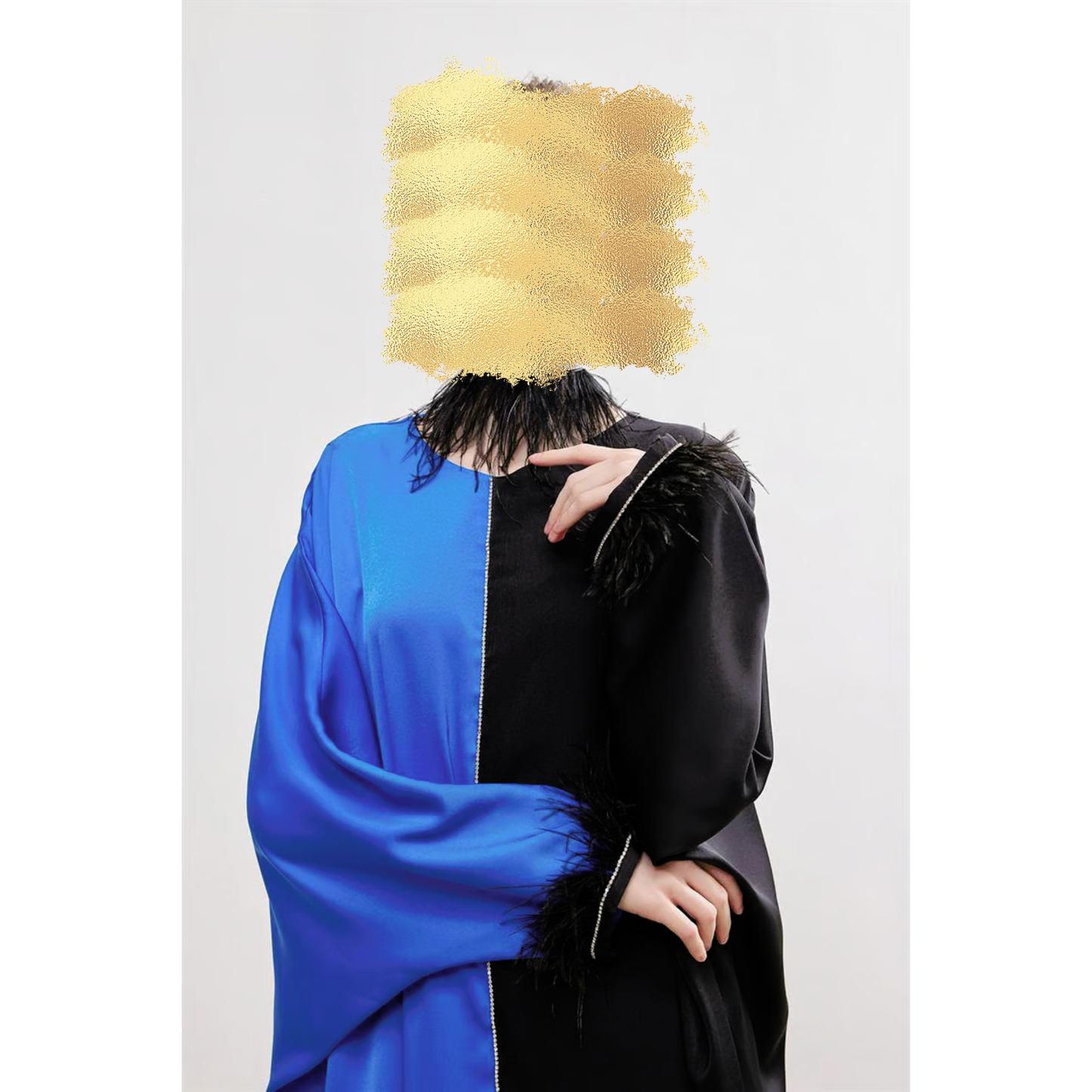 Silk Touch Black and Blue Kaftan