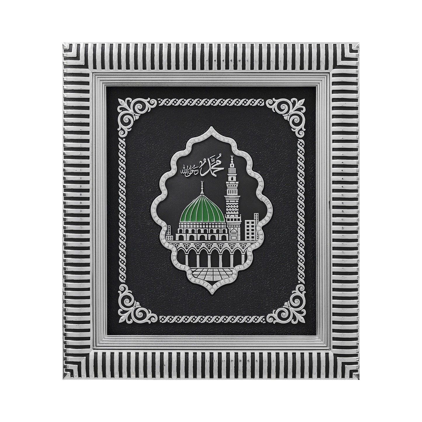 Al Madinah Mosque Black and Silver- Decorative Frame 29x33cm