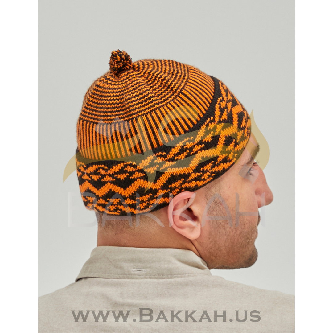 Black and Orange Pattern Winter Hat