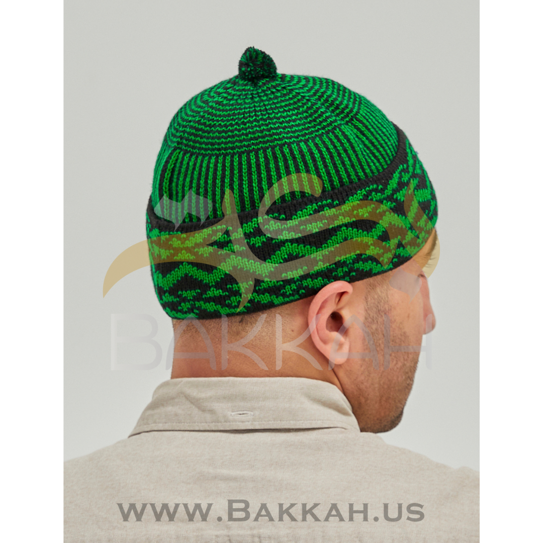 Green and Black Pattern Winter Hat