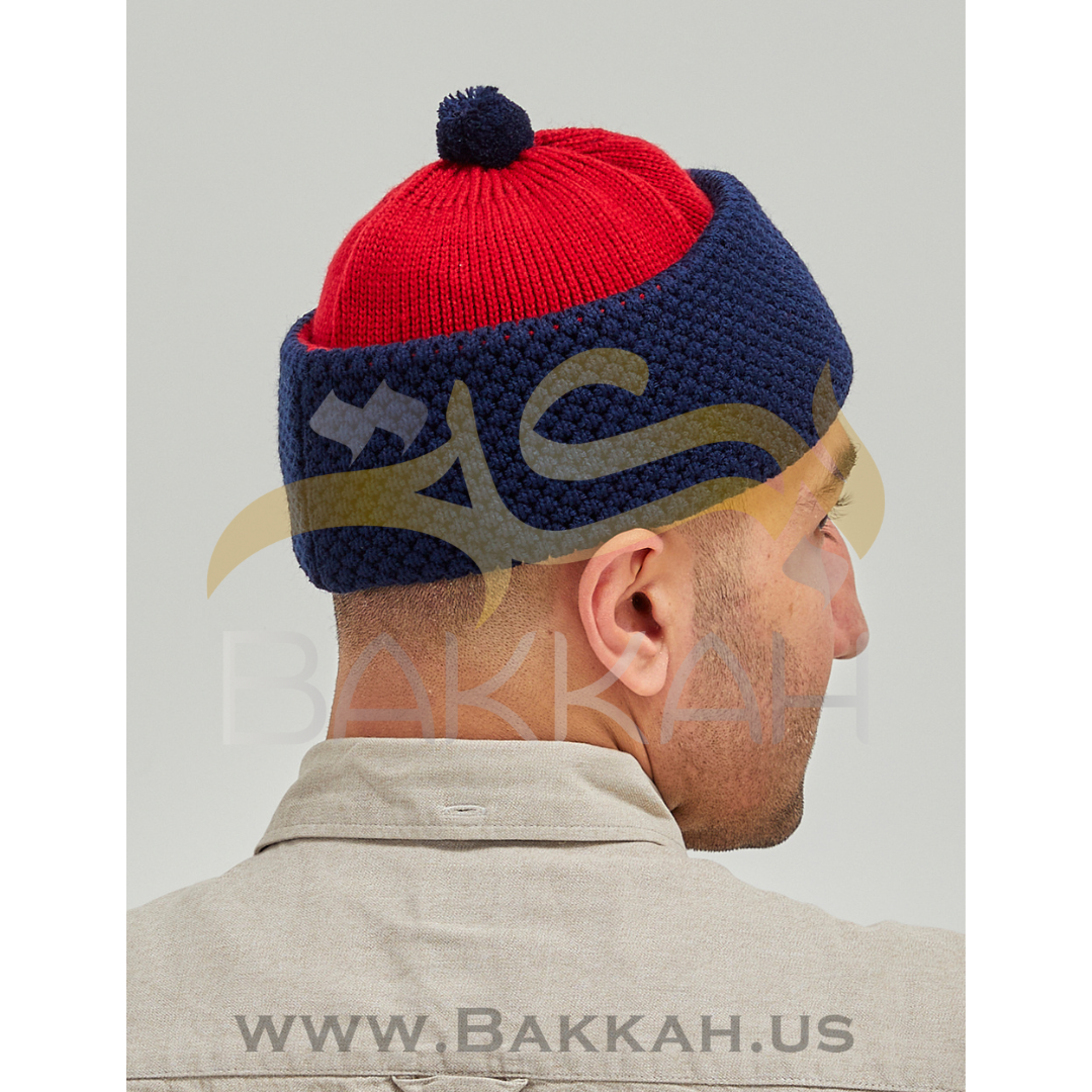 Navy and Burgundy Winter Hat