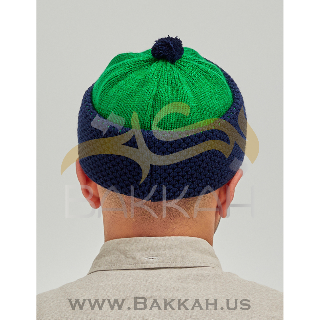 Navy and Green Winter Hat