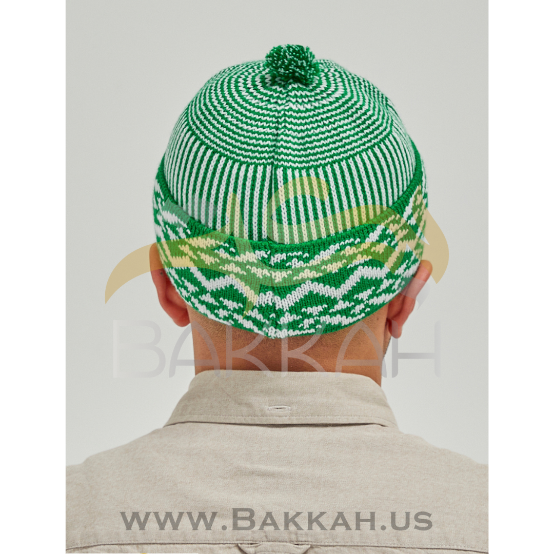 White and Green Pattern Winter Hat