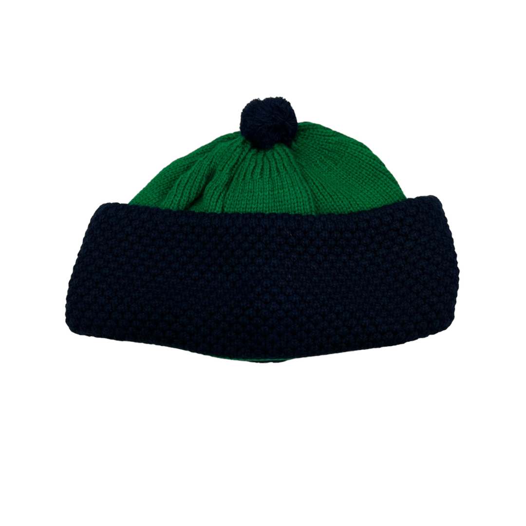 Navy and Green Winter Hat