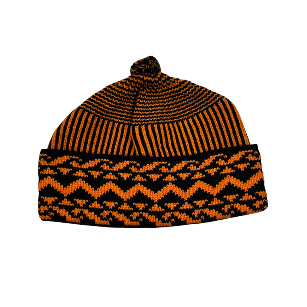 Black and Orange Pattern Winter Hat