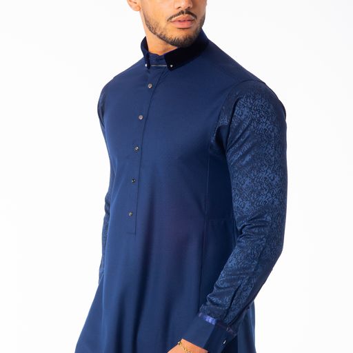 Royalty Blue Thobe - Elegant Designer Muslim Wear from London