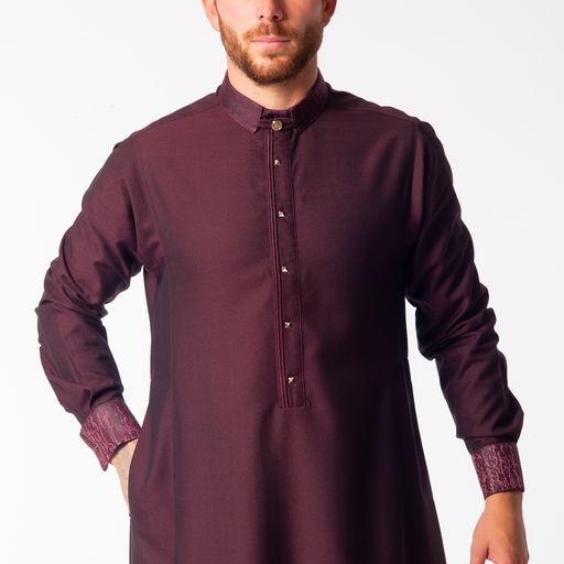 Madly Maroon Thobe - Elegant Designer Muslim Wear from London