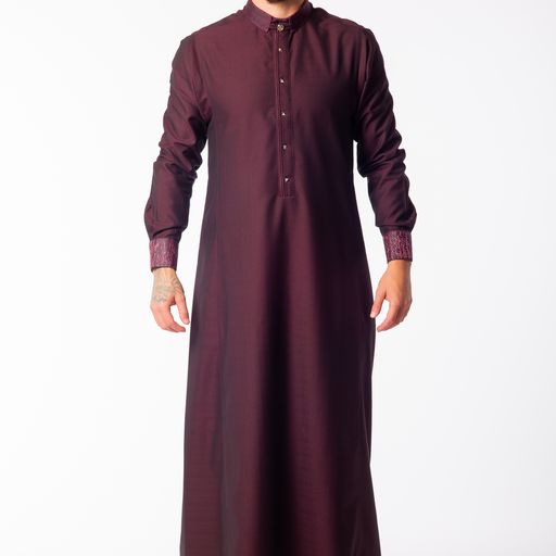 Madly Maroon Thobe - Elegant Designer Muslim Wear from London