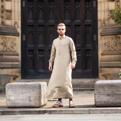 Blended Beige Thobe - Elegant Designer Muslim Wear from London