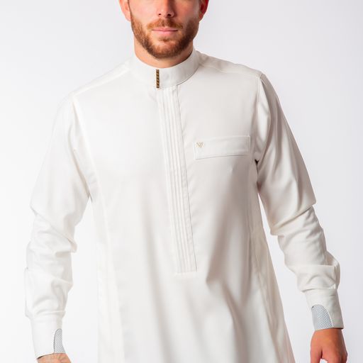 White Luxury Thobe - Elegant Designer Muslim Wear from London