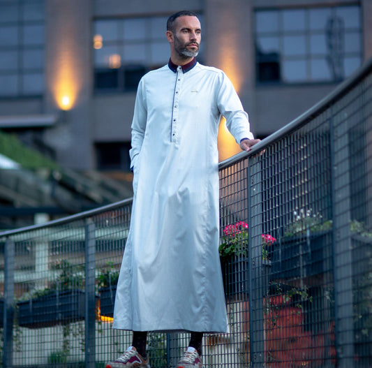 Gentleman's Grey Thobe - Elegant Designer Muslim Wear from London