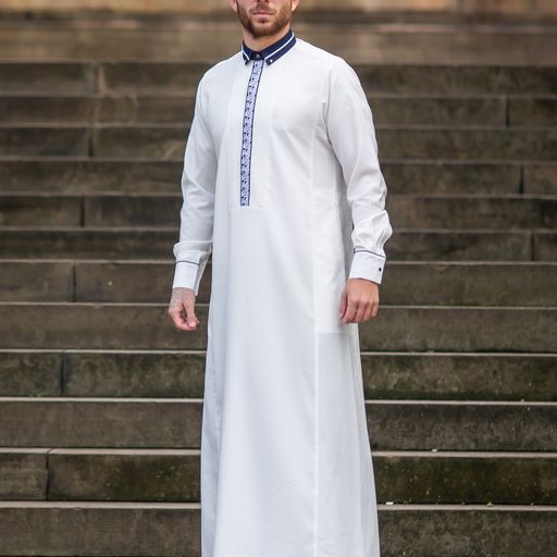 Royalty White Thobe - Elegant Designer Muslim Wear from London