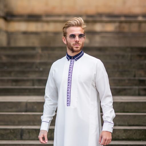 Royalty White Thobe - Elegant Designer Muslim Wear from London