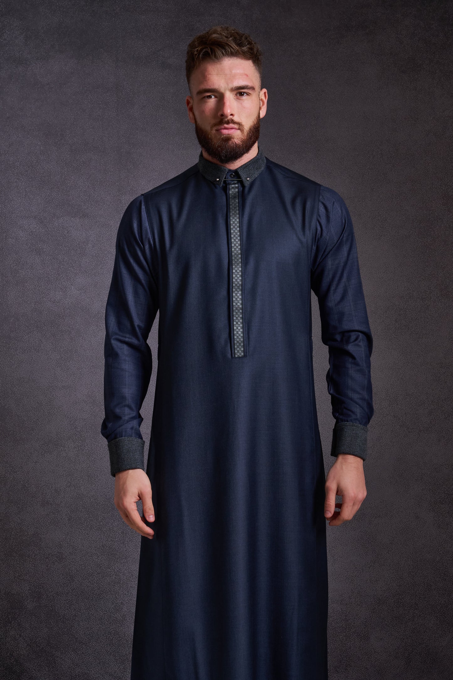 Storm Blue Thobe - Elegant Designer Muslim Wear from London