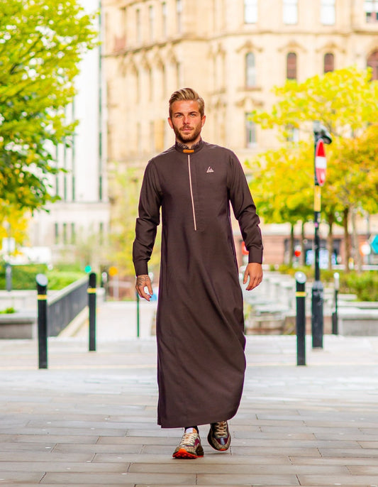 Brave Brown Thobe - Elegant Designer Muslim Wear from London