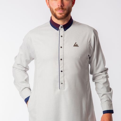 Gentleman's Grey Thobe - Elegant Designer Muslim Wear from London