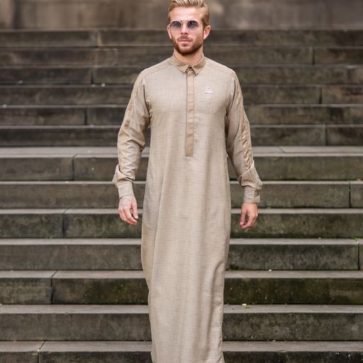 Blended Beige Thobe - Elegant Designer Muslim Wear from London